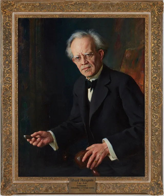 IVAR KAMKE (1882-1936). Porträtt av Edvard Phragmén (1863-1937), olja på duk, signerad, daterad 1935.