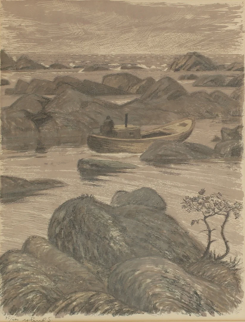 ROLAND SVENSSON. Färglitografi, signerad. — Engravings & Prints — RA Auktionsverket Norrköping