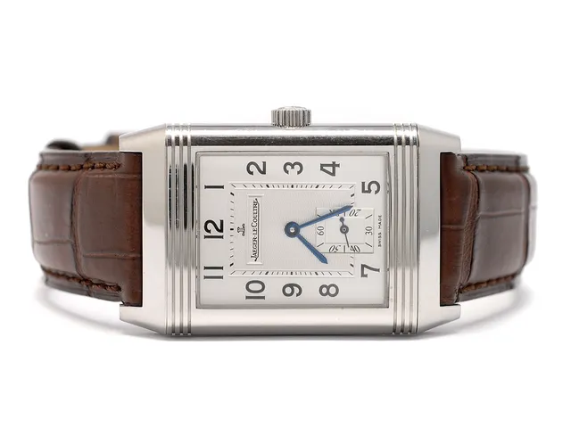 JAEGER-LE COULTRE, Reverso Grande Taille, Cal 822, Ref nr. 270.8.62, Serie nr. 2571059, herrur, 26 x 31,5 (42) mm, stål, manuell, safirglas, liten sekundvisare, läderband, viklås, cert, juli 2008, box, ytterkartong.