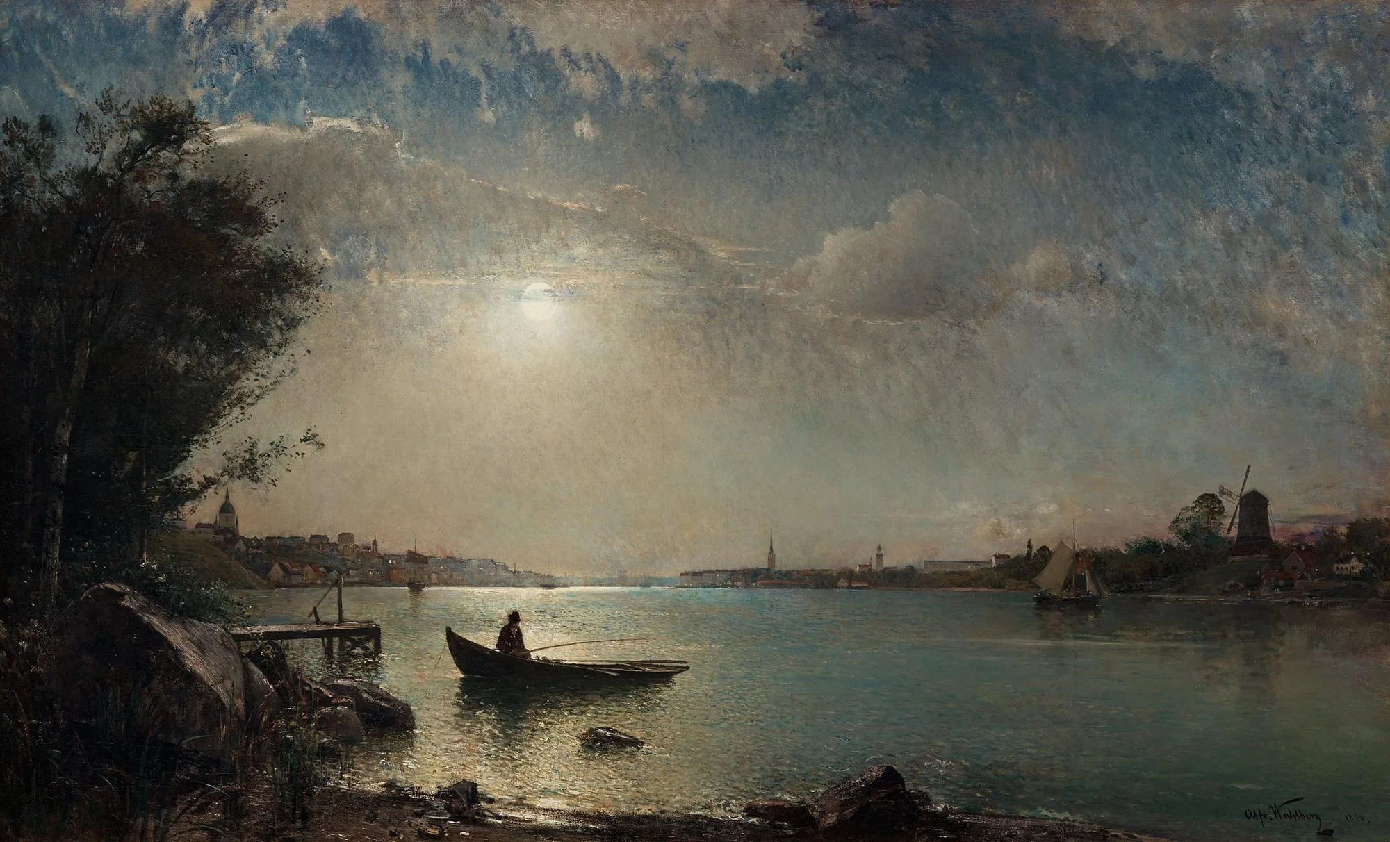 Alfred Wahlberg, Stockholms inlopp i månsken. — Bukowskis
