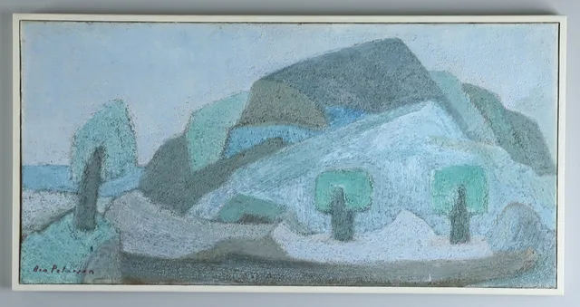BIRGER BIA PETERSON. olja på duk, "Vid stillahavskusten", signerad.
