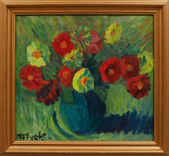 MANFRED FLYCKT. Blomsterstilleben, olja på duk, signerad.