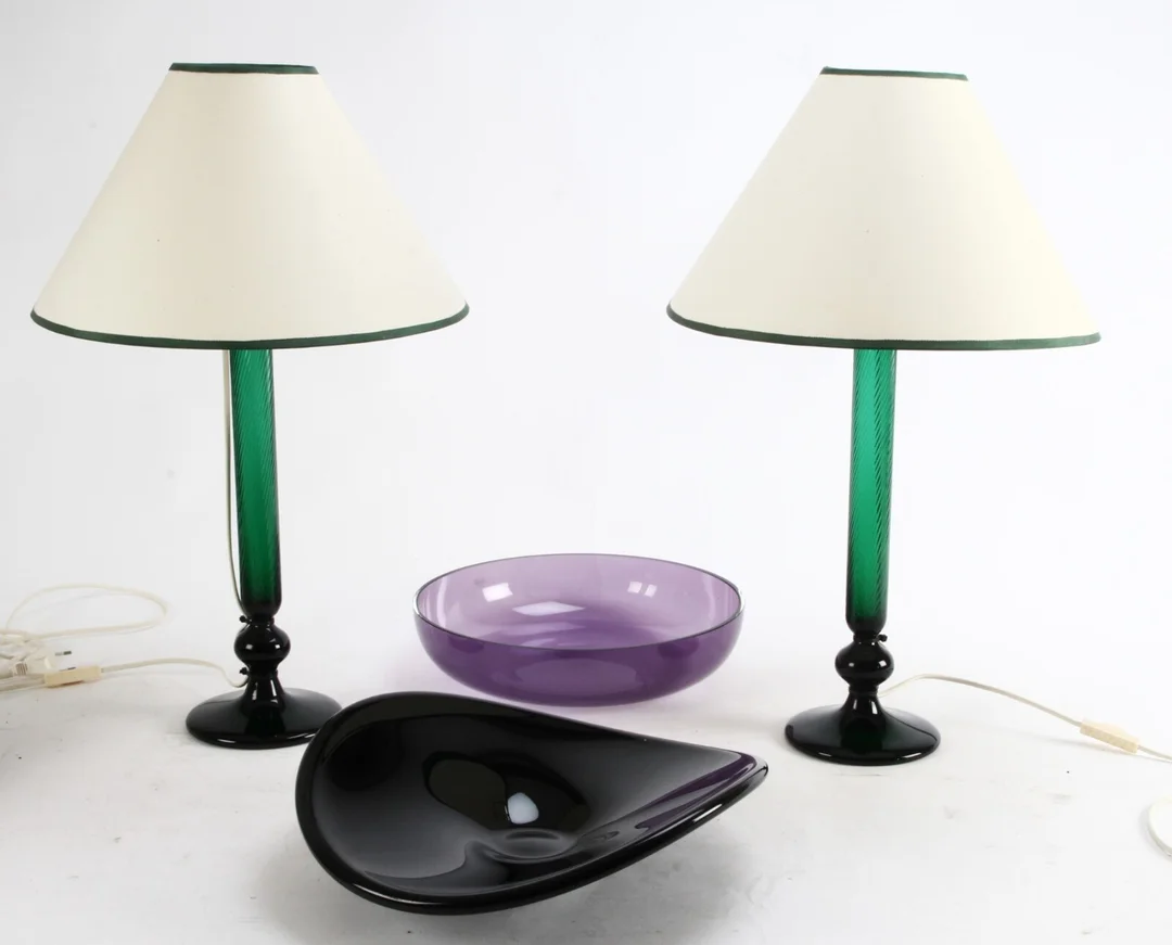 Royal Copenhagen and others Pair of table lamps, model Venice and dish and bowl (4) — Home and garden/Home — Lauritz
