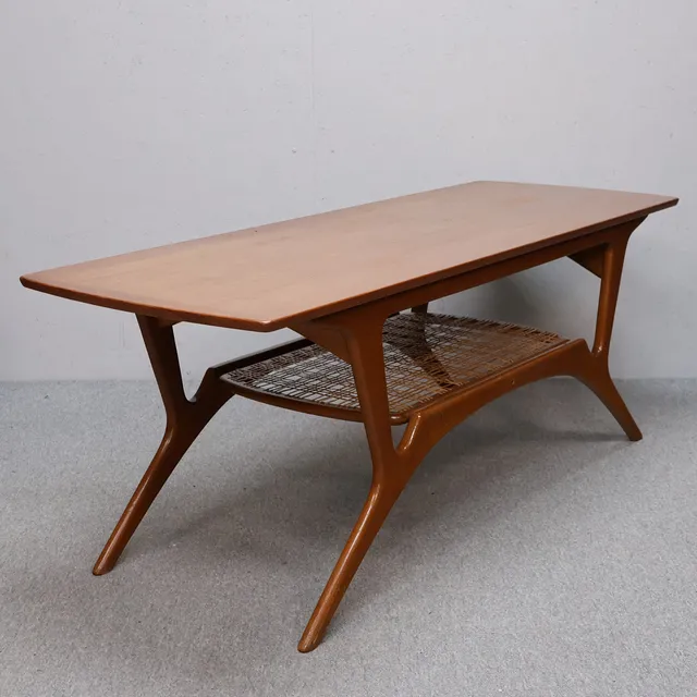 SOFFBORD, Sola Möbelfabrik, Norge, teak, ek och rotting, 1960-tal.