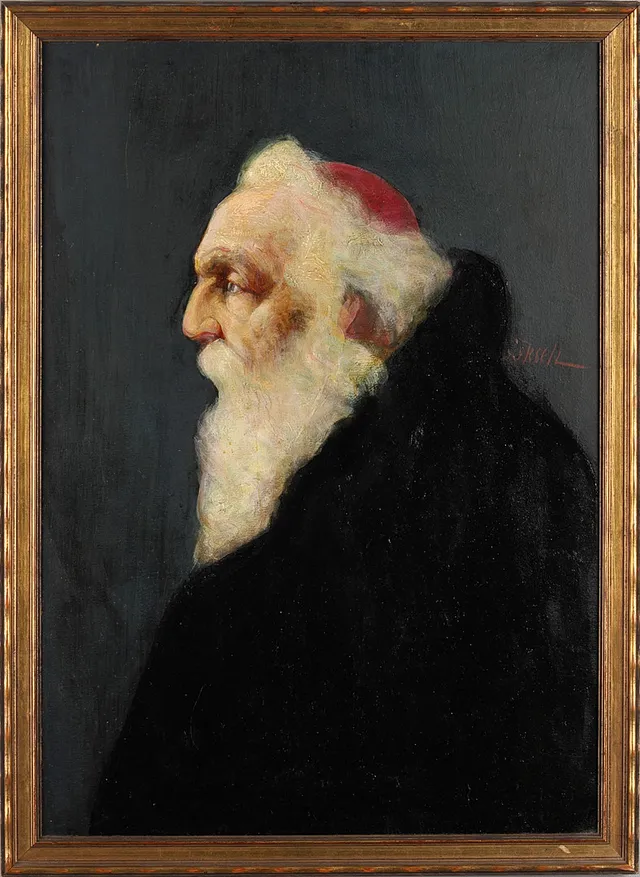 JOHAN LEKSELL. Rabbin, olja på pannå.