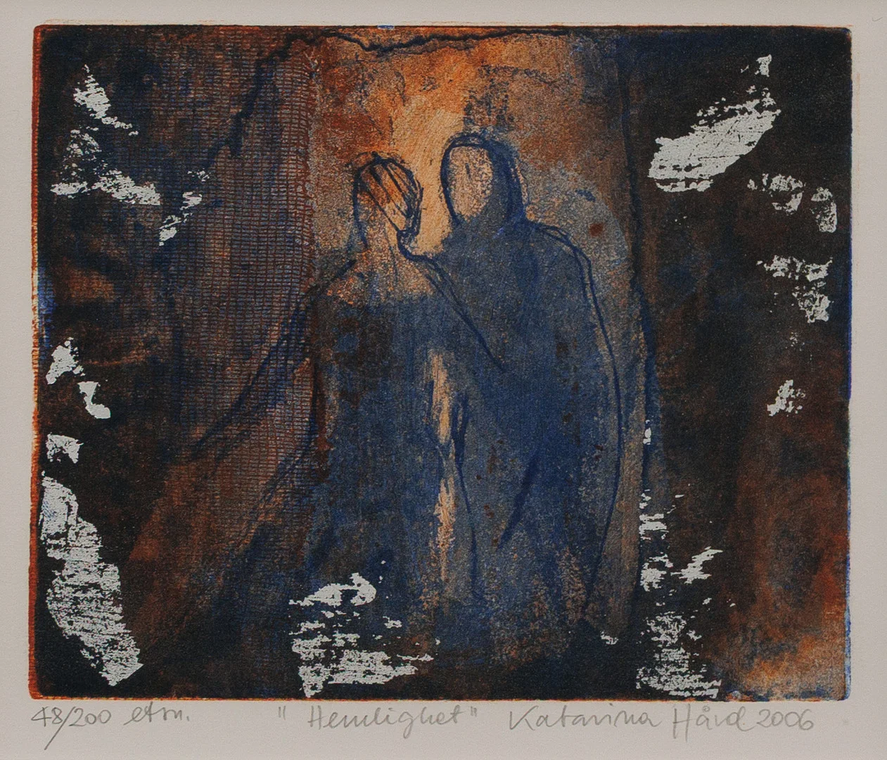 KATARINA HÅRD (POLEN/SVERIGE, FÖDD 1954). "Hemlighet", etsning nr 48/200, signerad och daterad 2006. — Engravings & Prints — Garpenhus Auktioner