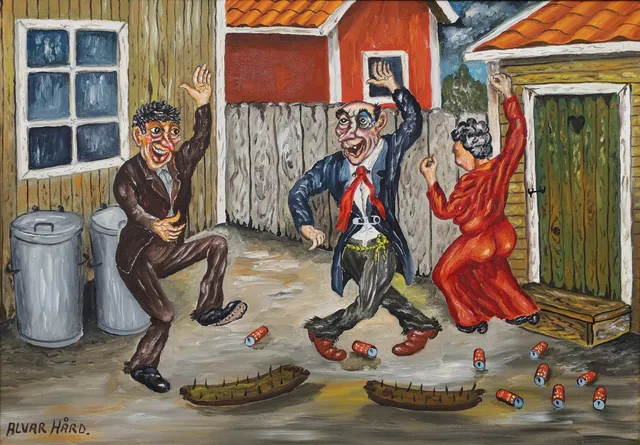 ALVAR HÅRD. Figurkomposition, olja på duk, signerad.