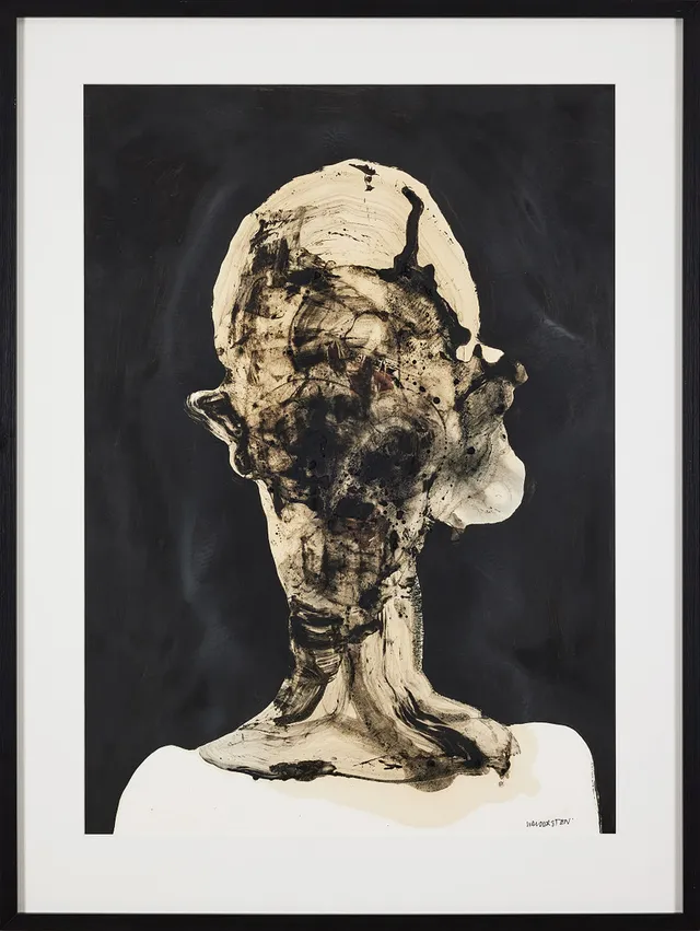 JESPER WALDERSTEN. Utan titel, olja och tusch på papper, 89 x 63 cm.