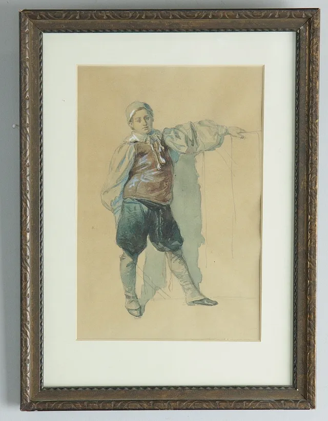 JOSEF WILHELM WALLANDER (1821-1888). akvarell och gouache på papper, dräktskiss.