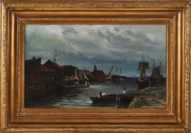 JOHAN ERICSON (1849-1925). Fiskeläge, olja på duk, signerad och daterad 1876.
