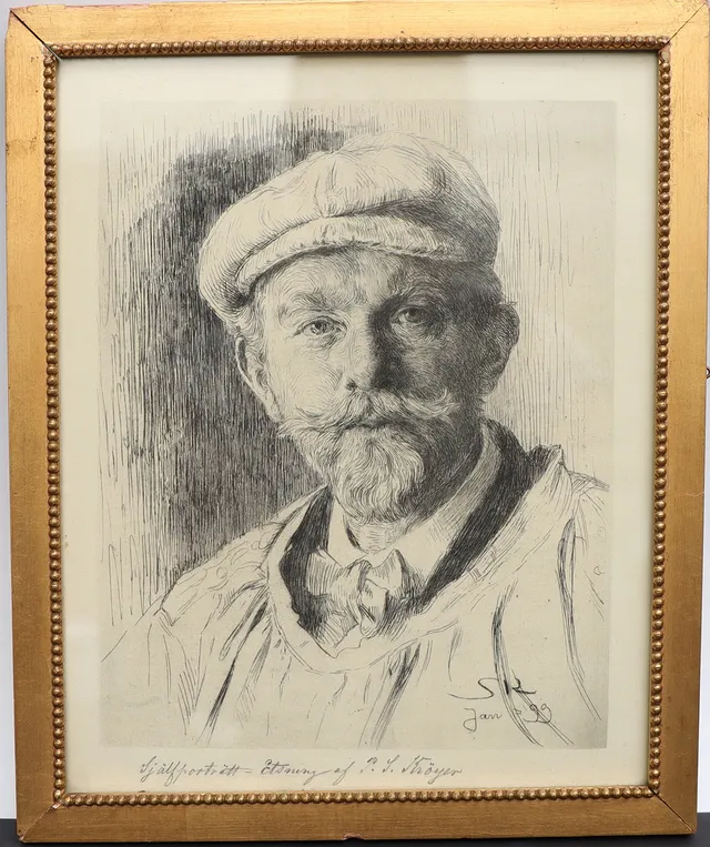 PEDER SEVERIN KRÖYER. Självporträtt, etsning, signerad.