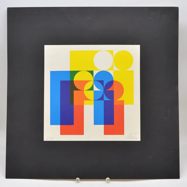 GEOMETRISCHE GRAFIK FARBSERIEGRAFIE, UNBEKANNTER KÜNSTLER, LIMITIERTES EXEMPLAR 168. VON 210, SPÄTES 20. JAHRHUNDERT.