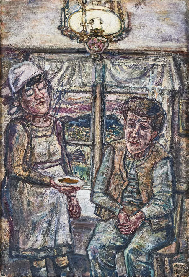 OLLE NORDBERG (1905-1986). "Middag", olja på duk.