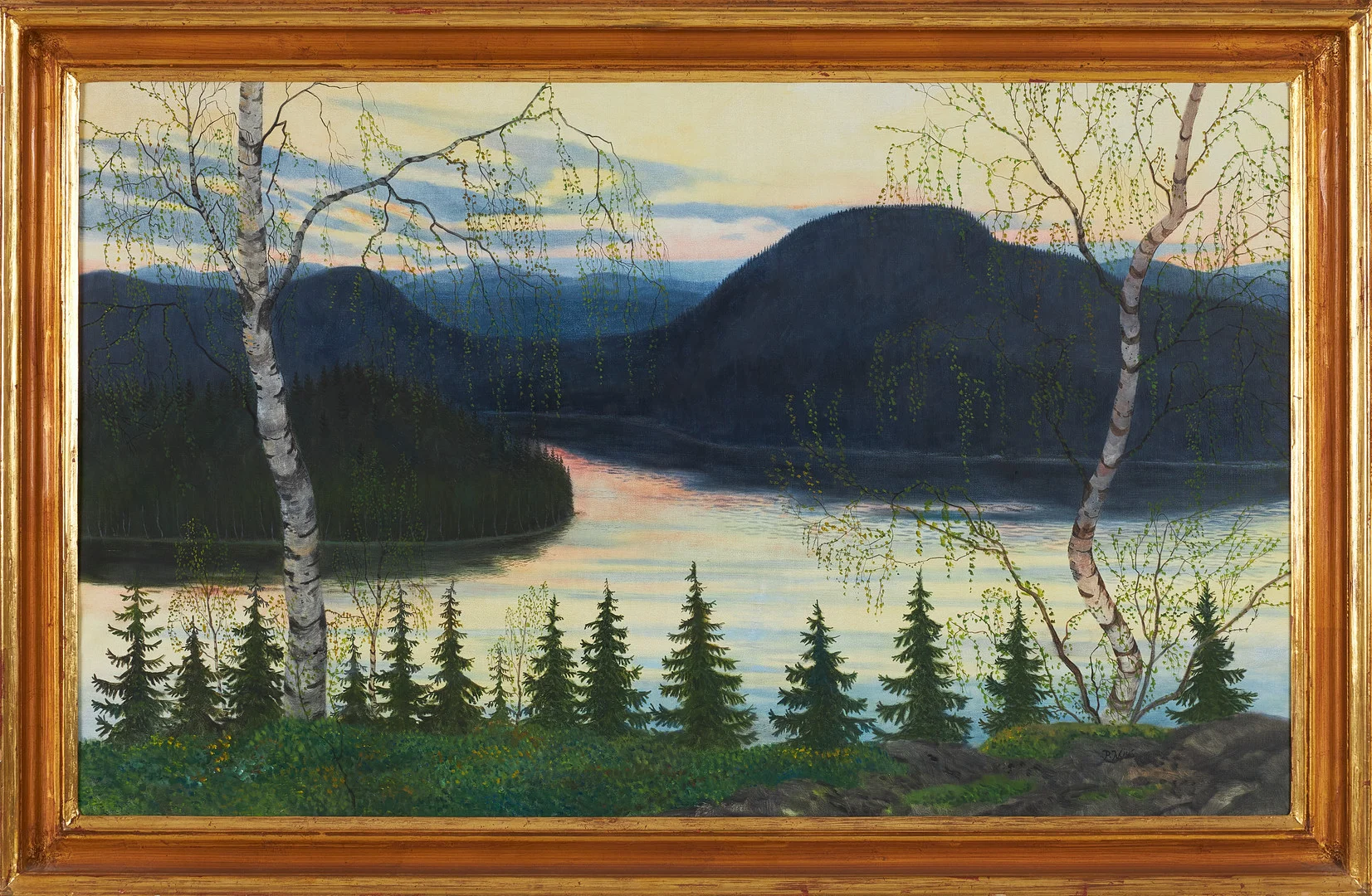 PER JULIUS. Landskap skymning med rodnad, olja på duk, signerad. — Paintings — Stockholms Auktionsverk Sickla
