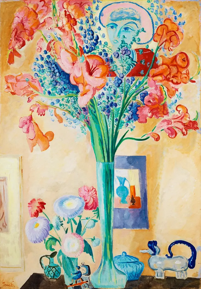 Isaac Grünewald, Stilleben med gladiolus.