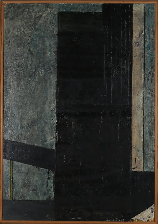 ÅKE ARENHILL. Komposition, olja på pannå, signerad och daterad 1969.