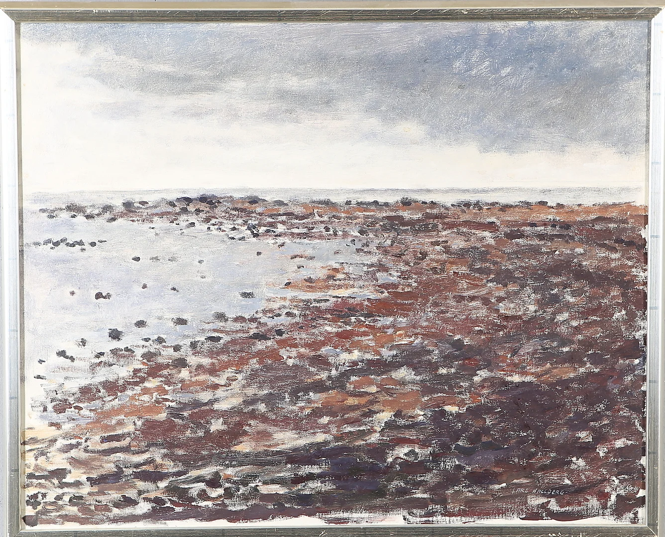 LARS HALLBERG. "Tångstrand" Morups Tånge, olja på duk, signerad, daterad a tergo 1977. — Paintings — Auktionshuset Kolonn