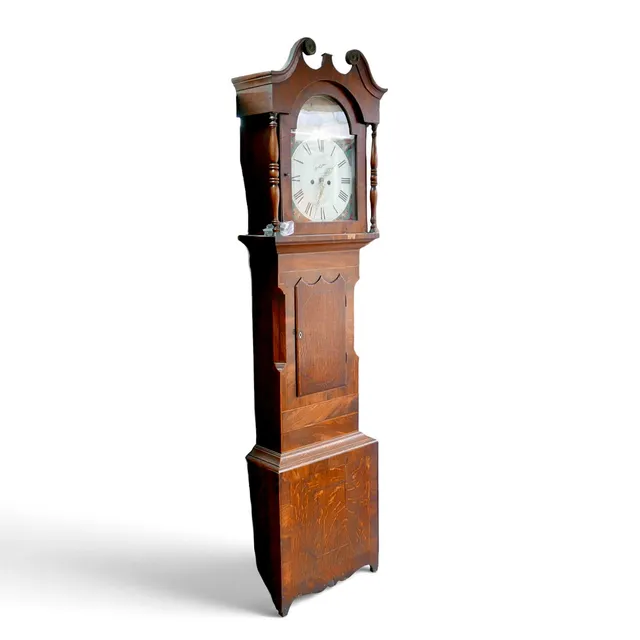 A 19TH CENTURY EIGHT DAY STRIKING LONG CASE CLOCK.