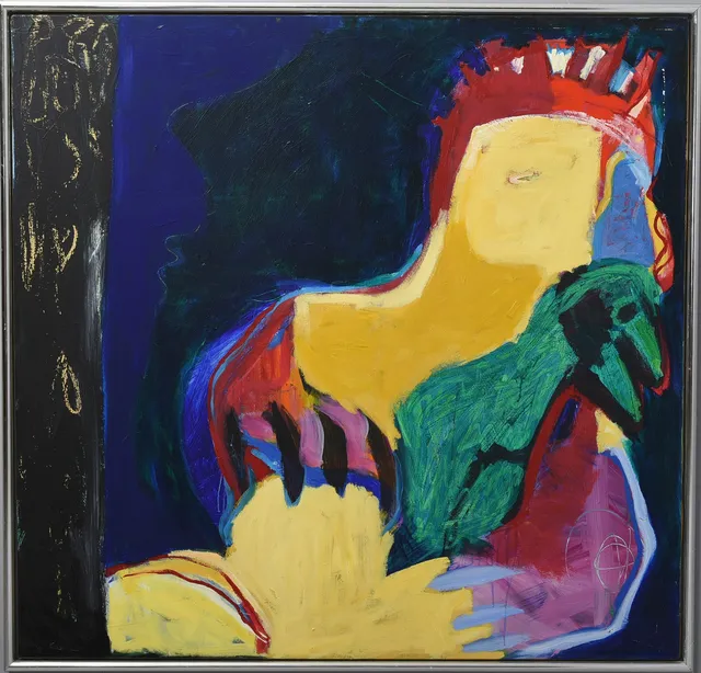 CRISTINE CREBAS. (f. 1962) Komposition, olie på lærred, signeret, 1994.
