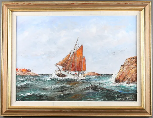 KURT ERIK HEINONEN. "Sotenäs", olja på duk, signerad.