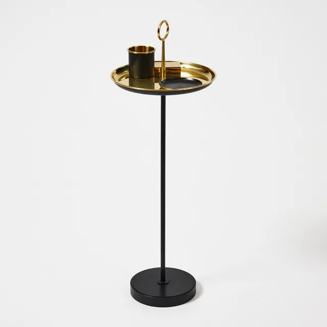 GUNNAR ANDER. Drink/rökbord, Ystad metall, 4 delar, svartlackerad metall samt mässing.