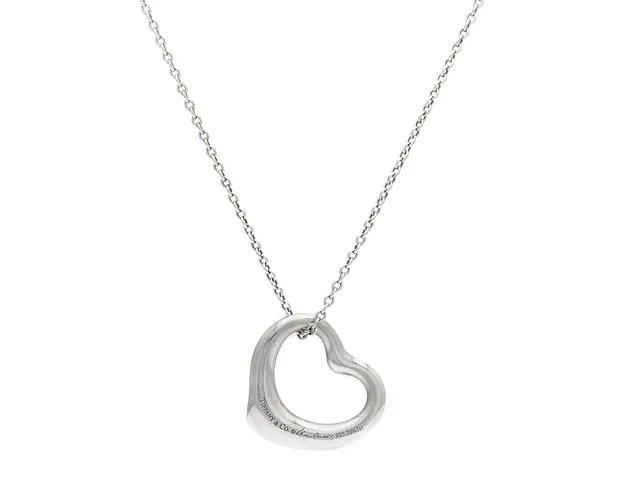 Tiffany & Co, kedja/hänge, open heart pendant, sterlingsilver, design Elsa Peretti, längd 42 cm, vikt 6,7 g, påse