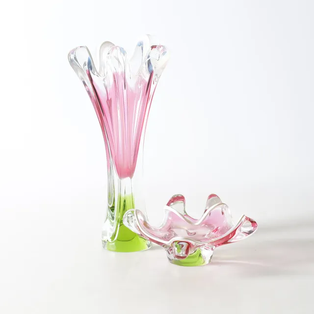 JOSEF HOSPODKA. Vas och skål, glas, Chribska, Tjeckoslovakien.