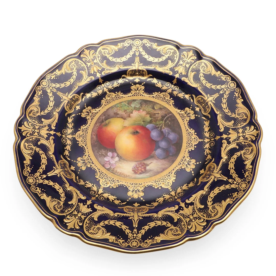 ROYAL WORCESTER SIGNED CABINET PLATE - RICHARD SEBRIGHT. — European — Lawrences Auctioneers