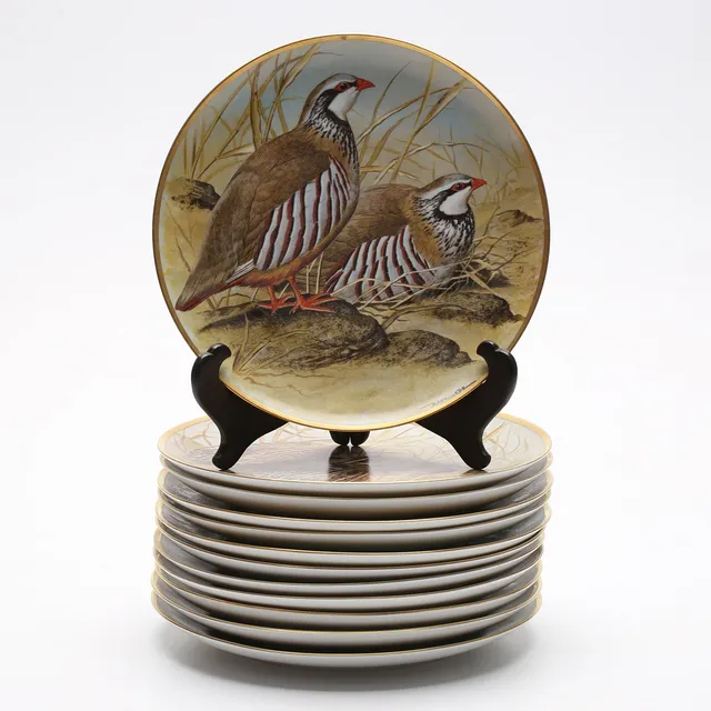 SAMLARTALLRIKAR, 12 st, porslin, "Gamebirds of the World", Basil Ede, Franklin Mint.