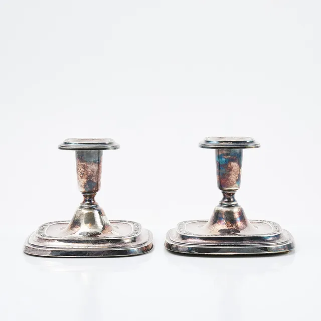 LJUSSTAKAR, 1 par, silver, fyllda, C G Hallberg, Stockholm, 1961.
