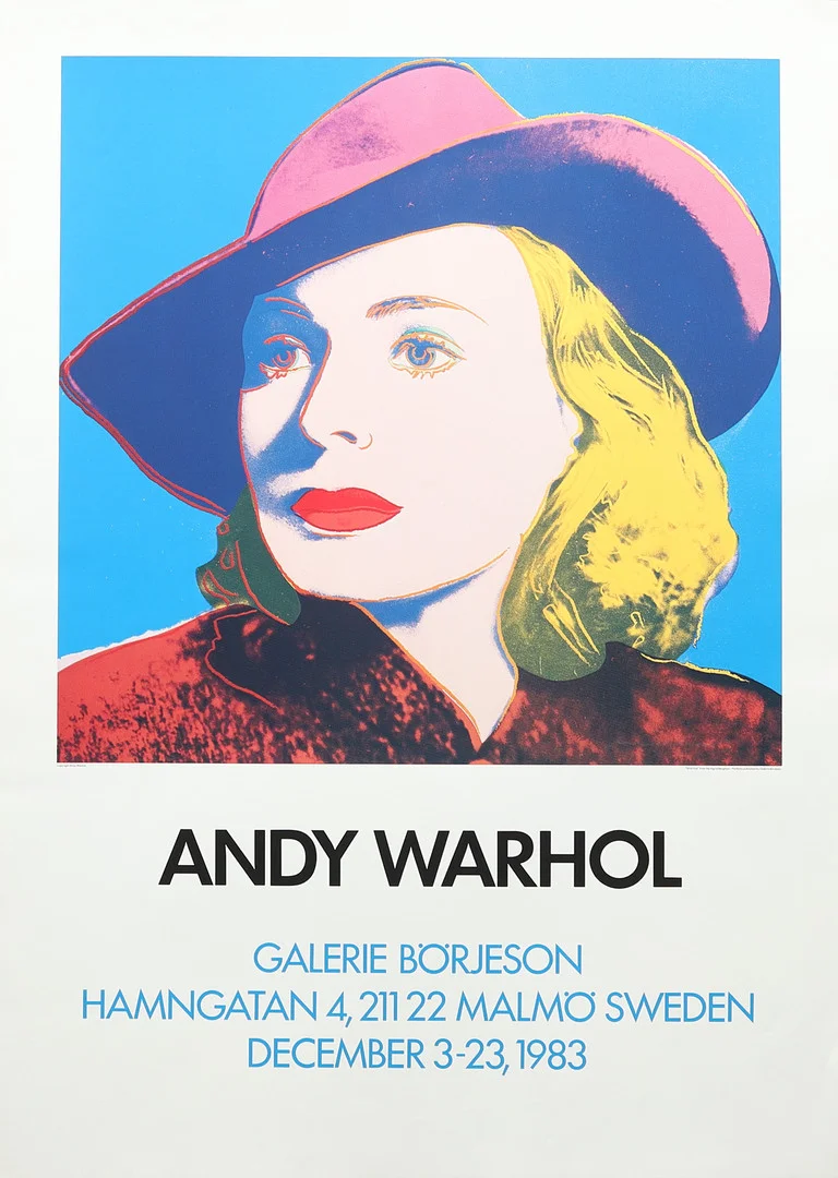 ANDY WARHOL. Efter. Utställningsaffisch, Galerie Börjeson, Malmö, 1984. — Engravings & Prints — Garpenhus Auktioner