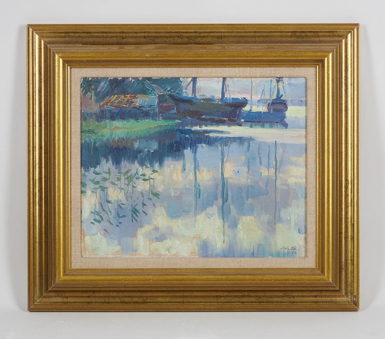 SANTERI SALOKIVI. Tidig morgon/speglingar, signerad samt daterad -16, olja på duk. — Paintings — Stockholms Auktionsverk Helsinki