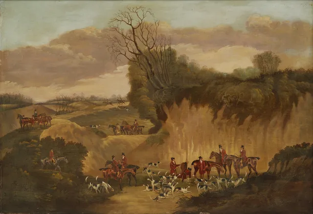OKÄND KONSTNÄR, 1800-tal, jaktscen, olja på duk, osignerad.