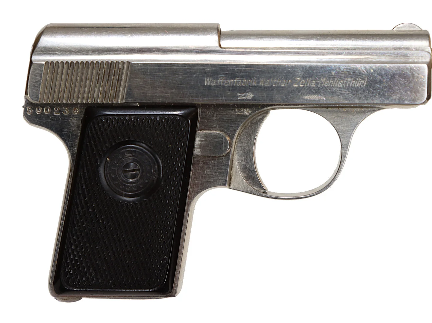 67. PISTOL, Halvautomatisk, fabrikat Walther Zella Mehlis, modell 9, kaliber 6,35mm, tillv.nr 590239, se-nr SE0024990. — Pistols — Walter Borg