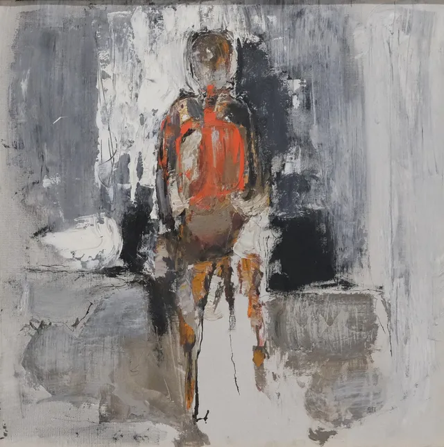 ERWIN ANDERSSON. KOMPOSITION MED FIGUR, OLJA PÅ DUK.