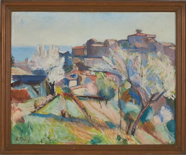 FRANS BERG (1892-1949). "Vår i Cagnes", olja på duk, signerad F. Berg.