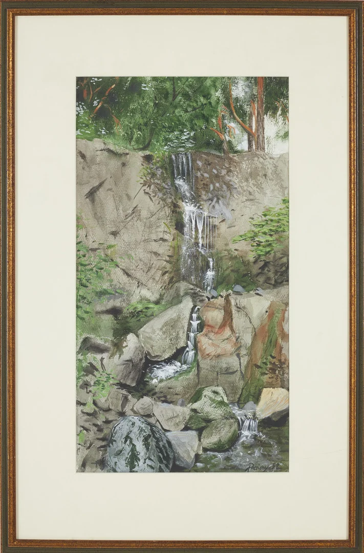 JOHAN PATRICNY (1976). Vattenfall skogsmotiv, akvarell gouache, signerad samt daterad -22. — Paintings — Stockholms Auktionsverk Sickla