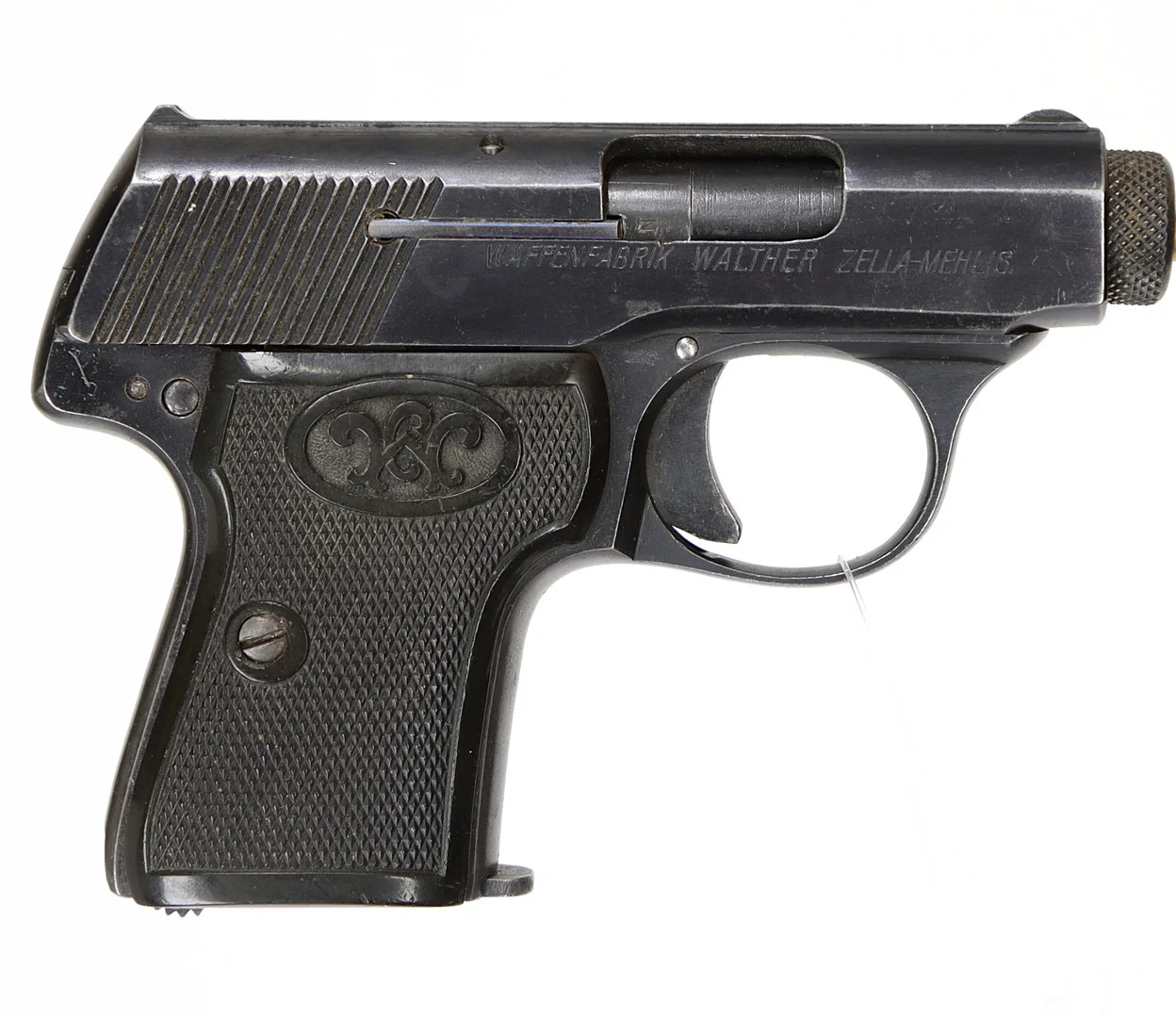 52. PISTOL, tysk, Halvautomatisk, fabrikat Walter Zella-Mehlis, modell 5, kaliber 6,35mm, tillv.nr 86747. — Pistols — Walter Borg