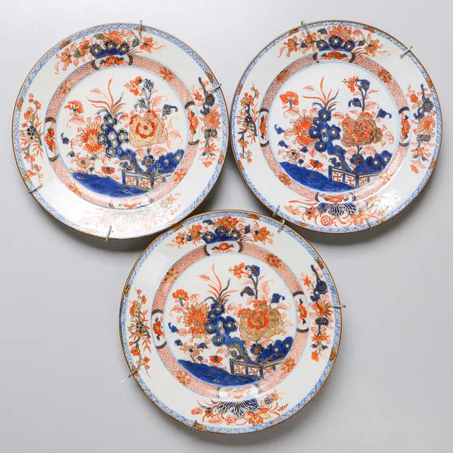TALLRIKAR, 3 st, Qianlong, Kina, 1700-tal.
