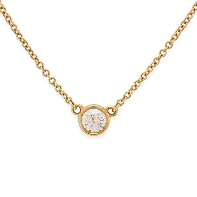 TIFFANY & CO. Diamanthalskæde af 18 kt. guld med brilliantslebet diamant. Elsa Peretti collection, 'Diamonds by the Yard'.