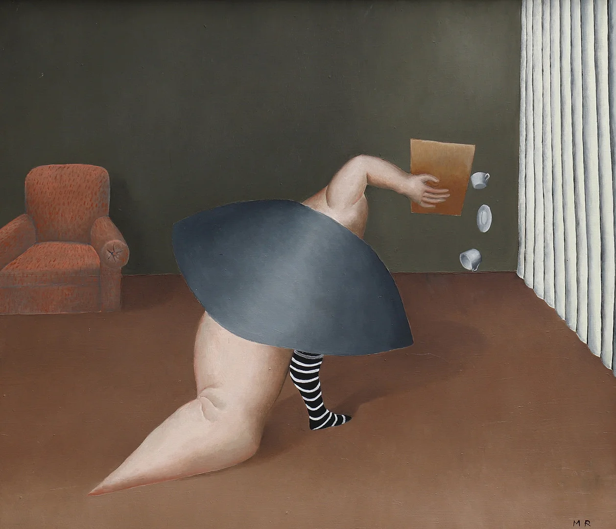 MARGARETA RENBERG. "STATISK SNUBBLING/HYSTERISK REAKTION INFÖR VIT LÅDA". — Paintings — Crafoord Auktioner Lund