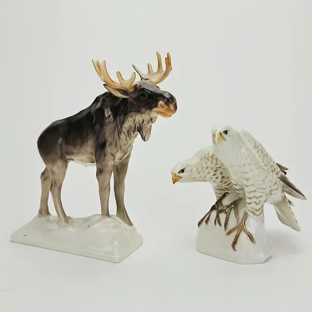 WALDEMAR LINDSTRÖM. Figuriner, 2 st, porslin, Rörstrand.