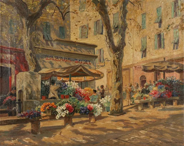 Viggo Langer: Party from Menton - oil on canvas