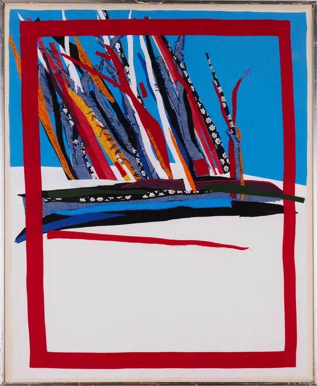 GUNILLA EKSTRÖMER FÜRST (FÖDD 1933). "Snö och Sol", assemblage, textil, signerad och daterad "GEF -74".