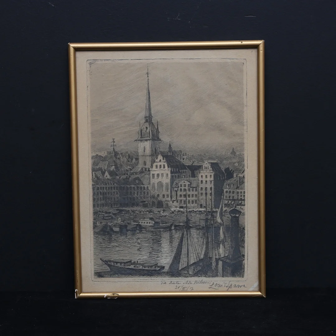 LOUIS SPARRE. Etsning, signerad. — Engravings & Prints — Gomér & Andersson Linköping