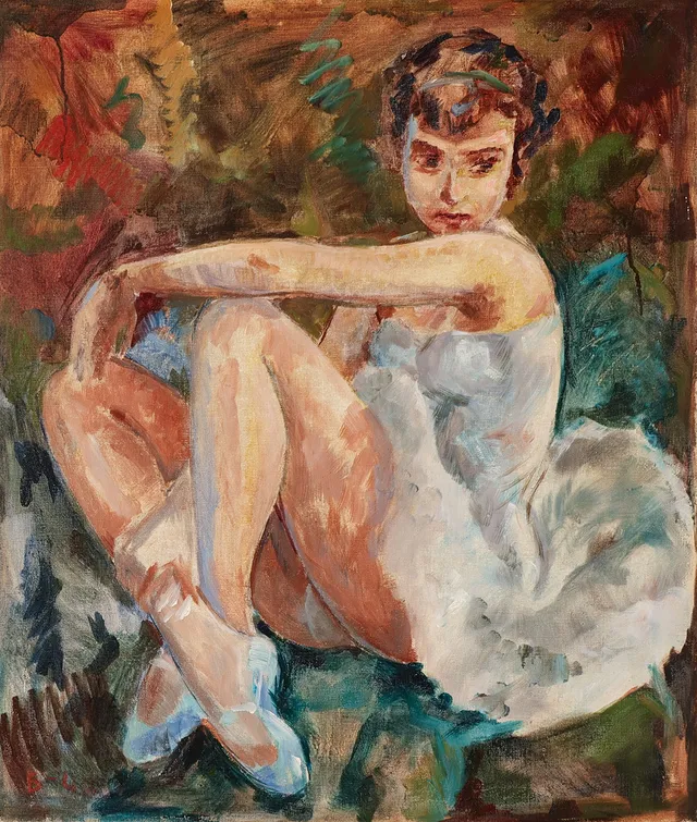 BENDT LAURIDSEN (1926-?). Motiv med siddende ballerina, olie på lærred, signeret.