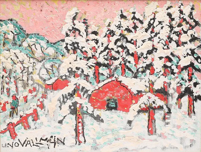 UNO VALLMAN. Vinterlandskap, olja på duk, signerad.