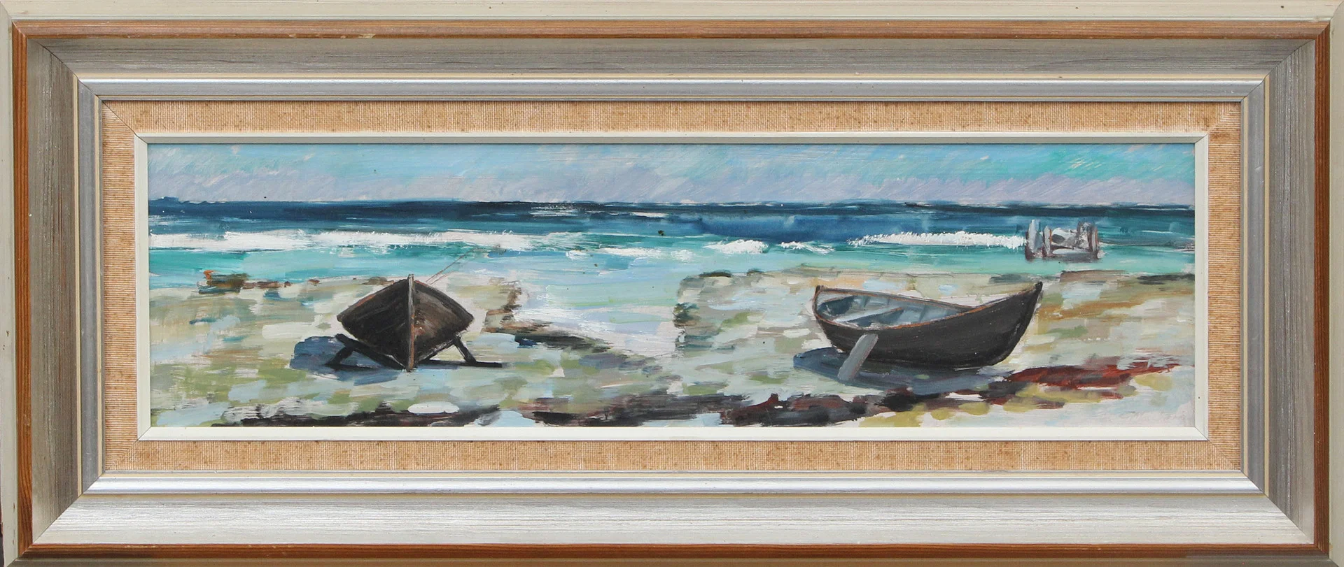 GUNNAR MOSSBERG. OLJA, på pannå, Två snipor, Fårö, signerad. — Paintings — Kalmar Auktionsverk