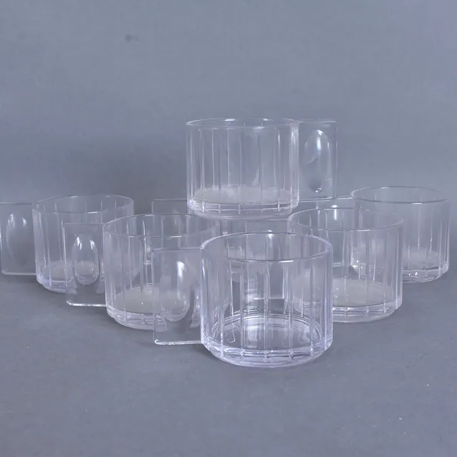 LENA BERGSTRÖM. F 1961. Espresso/glöggmuggar, 7 delar, glas, "Hotto", Orrefors.