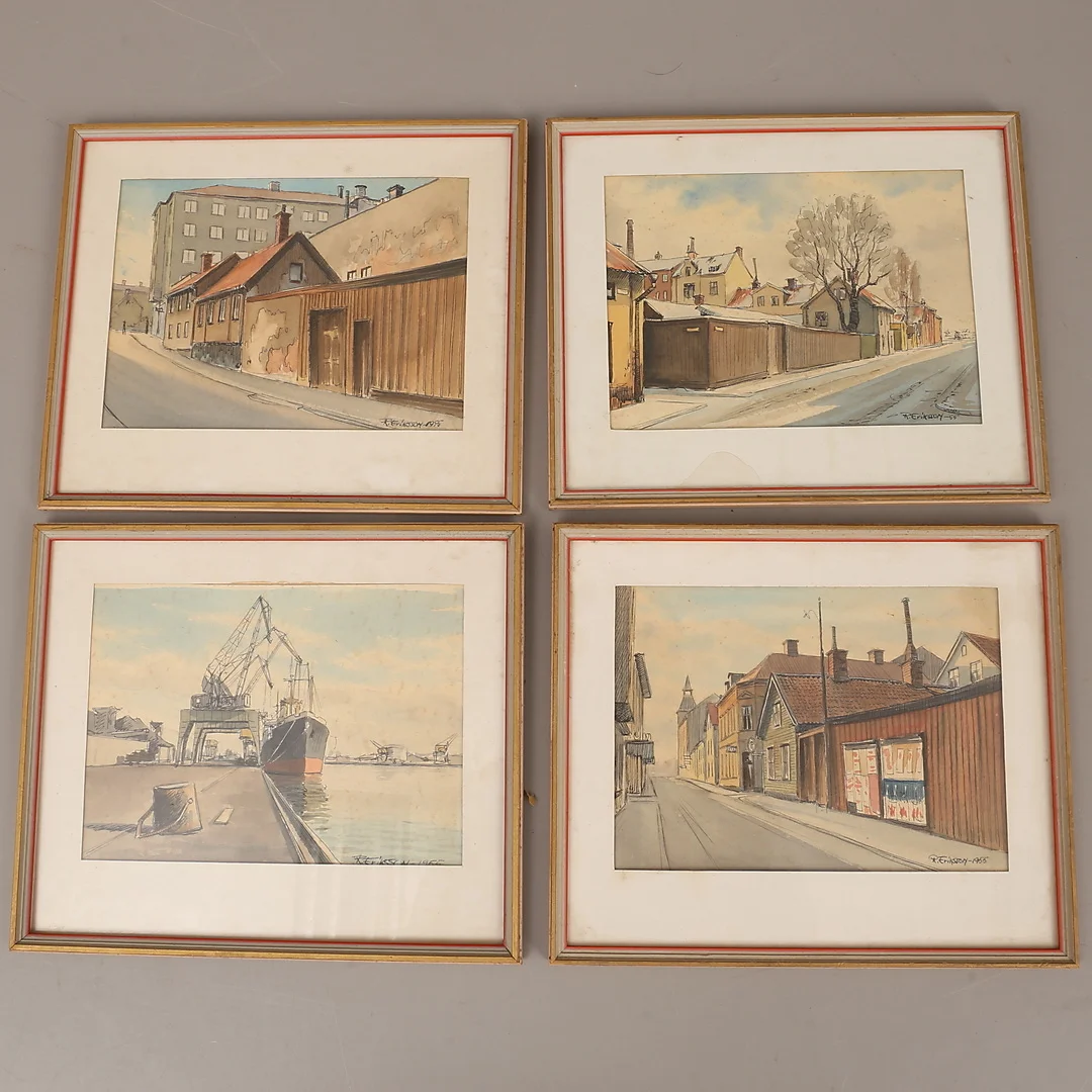 ROLF ERIKSSON. Akvareller, 4 stycken, signerade. — Paintings — RA Auktionsverket Norrköping